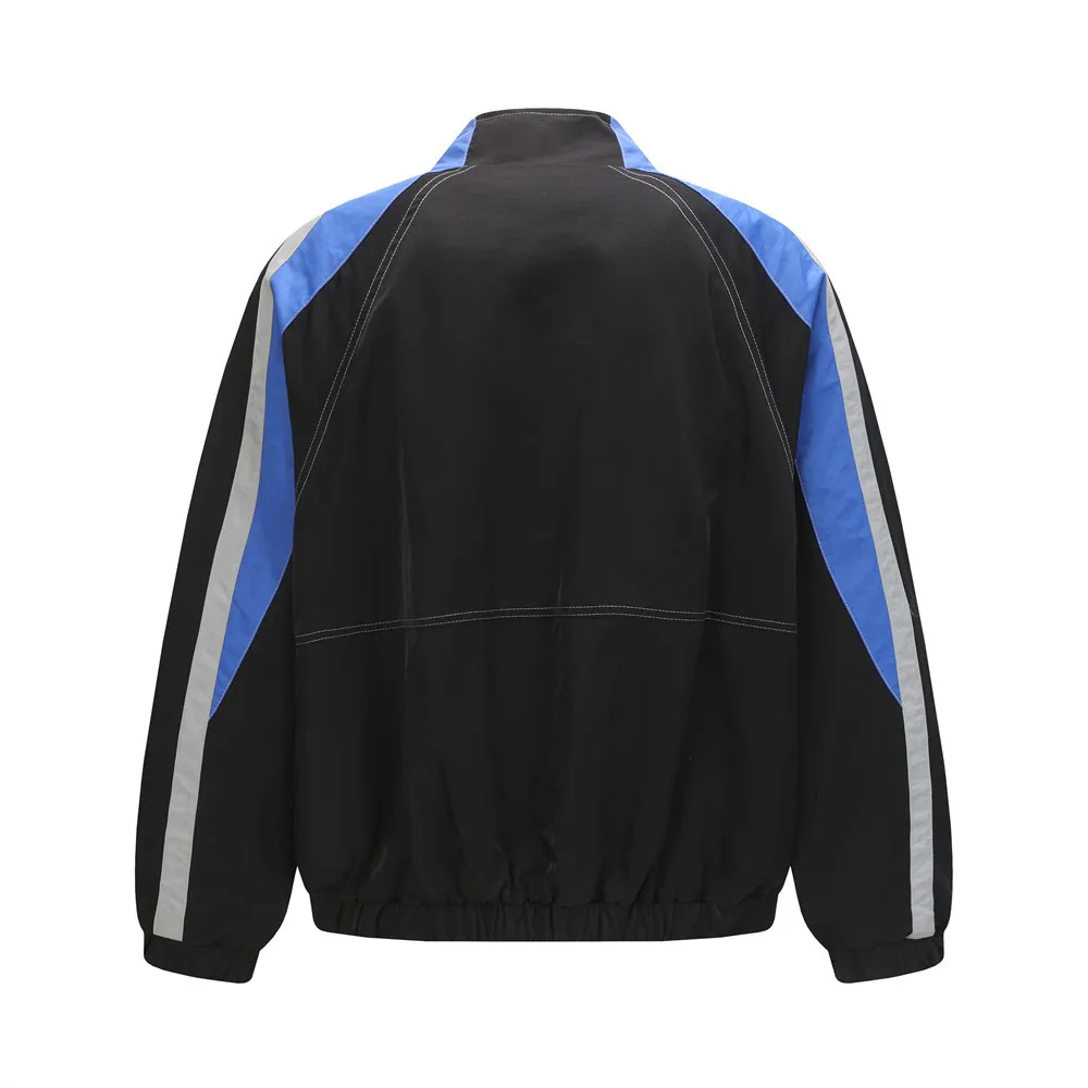 MWJLPWQ American-Style Racing Jacket Men's Trendy Patchwork Design Contrasting Colors Letter Embroidered Street Loose Tops 17692