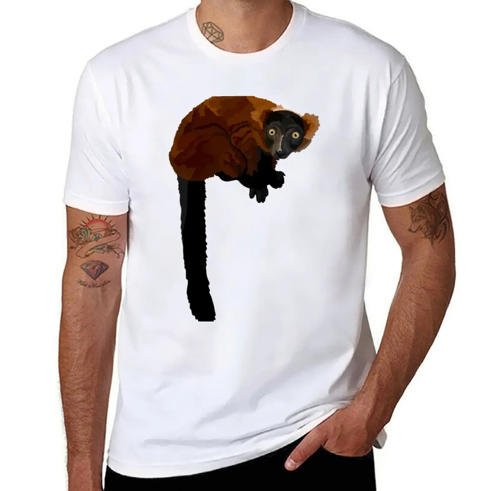 

R is for Red Ruffed Lemur T-Shirt cotton t shirt man man t shirt summer man t shirt graphic T-Shirt