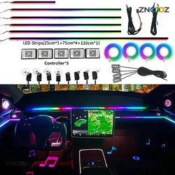 22 in 1 Car Atmosphere light 213 RGB Color Acrylic LED light strip Footwell lamp Horn light sound car Interior ambient lighting