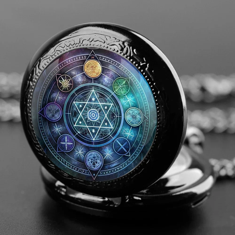 

Hexagram Dome Glass Pocket Watch Men Women Souvenir Creative Gift Vintage Numerals Necklace Pendant Clock Relojes De Bolsillo