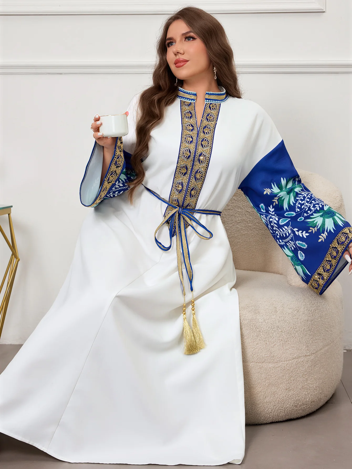 Abaya Robe femmes robes de soirée musulmanes Ramadan marocain dubaï Abayas Jalabiya broderie à lacets robes arabe longue Robe caftan