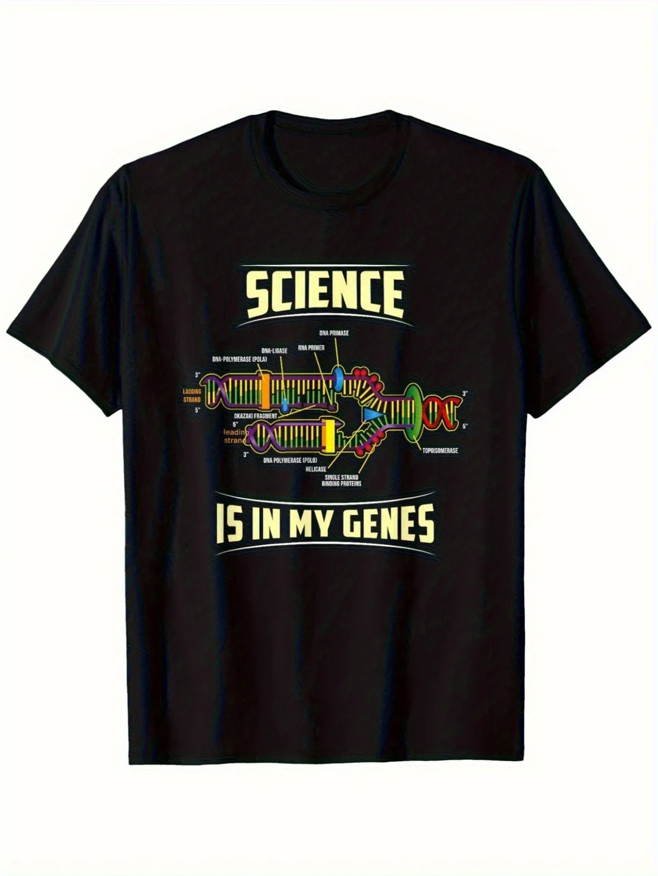 Men's DNA Print T-Shirt 100% Cotton Science Tee with SCIENCE IS IN MY GENES DNA Double Helix Breathable Short Sleeve
