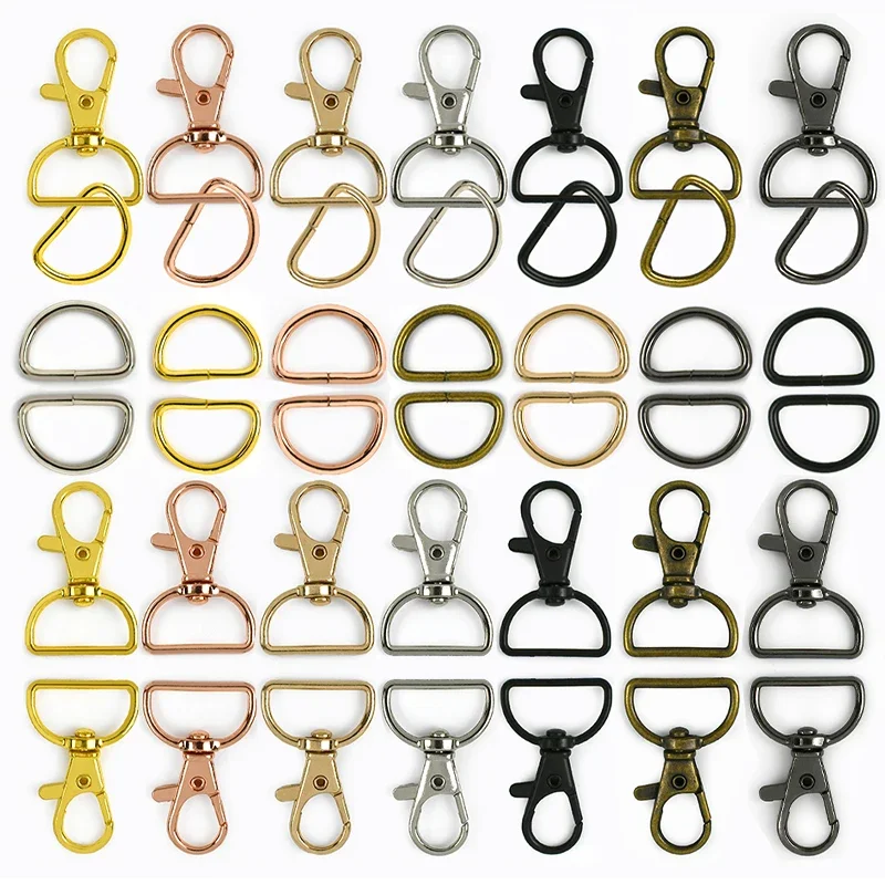 

1Set 20mm Metal D Ring Buckle Swivel Lobster Clasp for Keychain Handbag Strap Dog Collar Connector Hook DIY Hardware Accessories