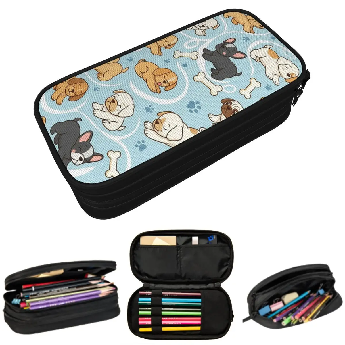 

Dog Playful Canine Delightful Puppy Pencil Case for Studen Gifts Pen Box Pencil Bag Stationery Supplies Pen Holder Bag