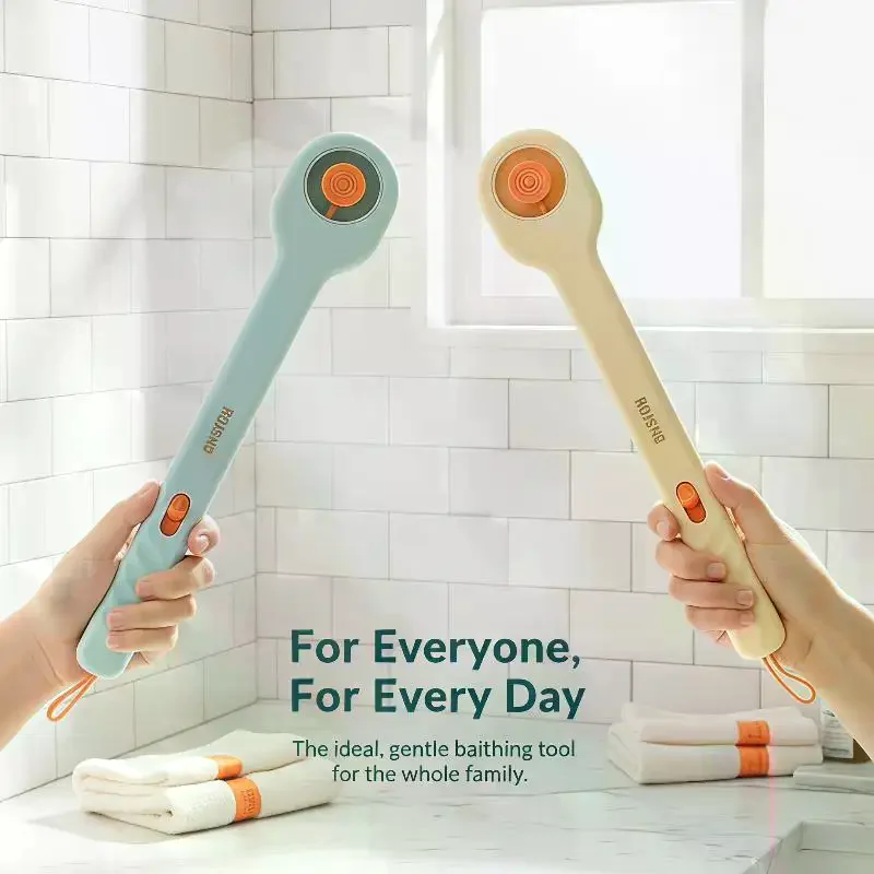 Long Handle Bath Brush Built-in Soap Dispenser Ultra Soft Bristles Suitable for Sensitive Skin Daily Shower Body Cleaning