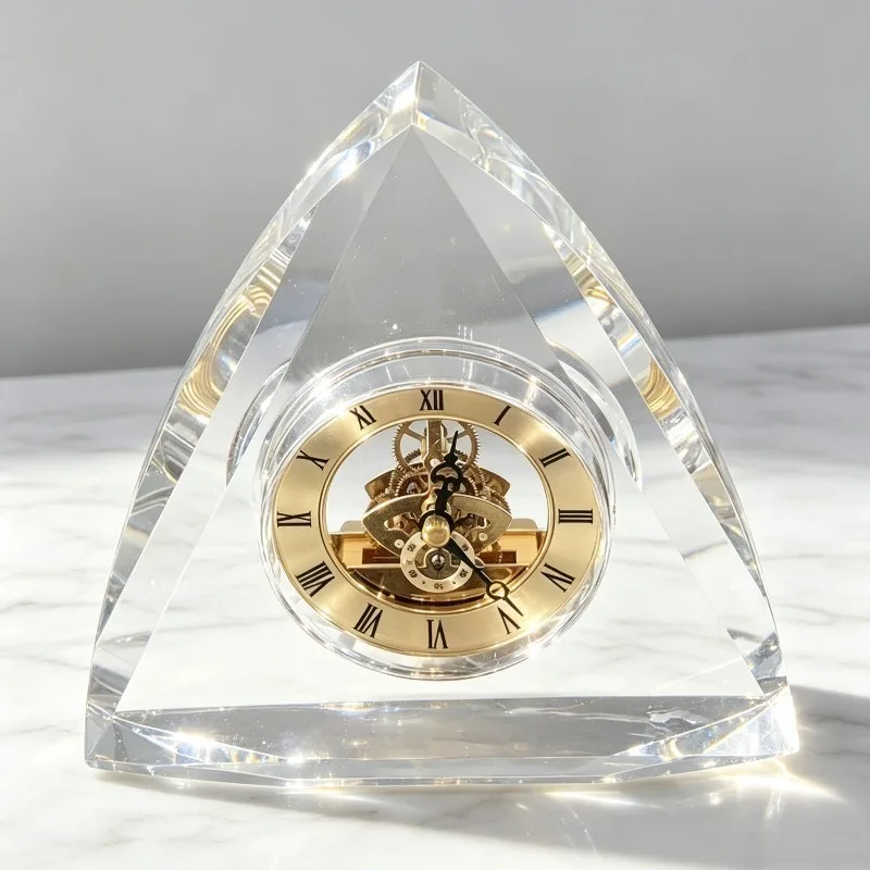Transparent Ornament Statues Home Decor Sculptures Modern Simple Mini Desktop Clock Creative Book Nook Decorative Figurines