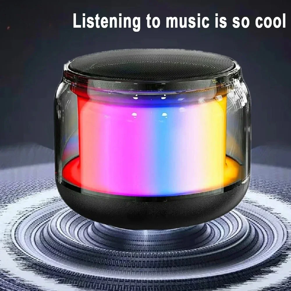 Mini Compactly TWS Wireless Bluetooth-compatible 360° Speaker Soundbar Loudspeaker LED Lights for Travel/Outdoor Activity/Home