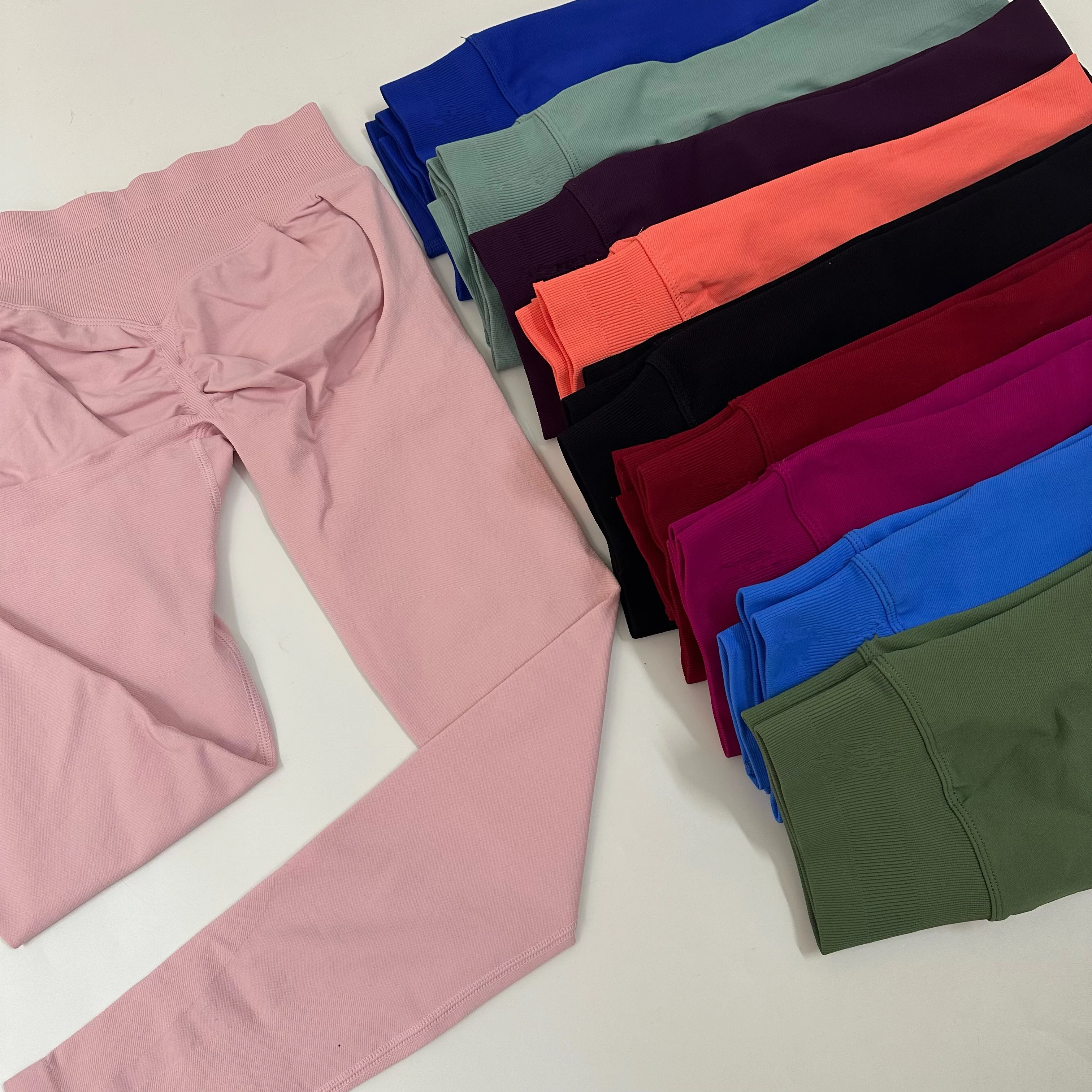 Yoga Leggings for Women Seamless Yoga Pants Scrunch Butt Lifting Gym Leggings Low Ribbed Waistband Fitness Sports Tights