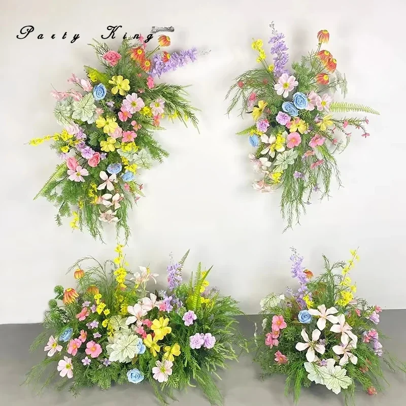 Monet Wedding Background Artificial Flowers Decoration Green Flower Row Silk Flower Table Centerpiece Floor Flower Arrangement