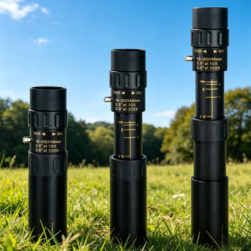 10-300x40 High Magnification Zoom Monocular Telescope Metal Long Range Low Light Observation for Outdoor Camping Bird Watching