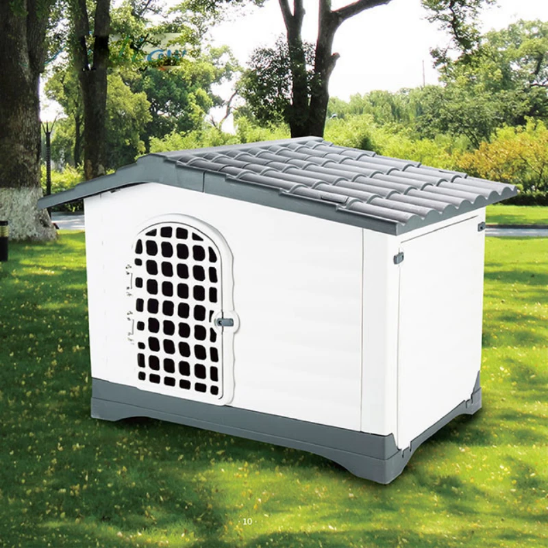 Swallow Upgraded Plastic Dog House, Pet Dog Kennel Water Resistant Air Vents Elevated Floor with Door