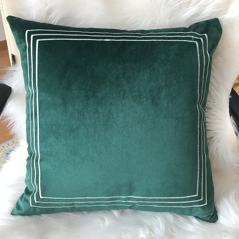 2pcs Nordic Minimalist Embroidered Square Pillowcases Solid Color Throw Pillow Cover for Living Room Hotel Bed Headrests