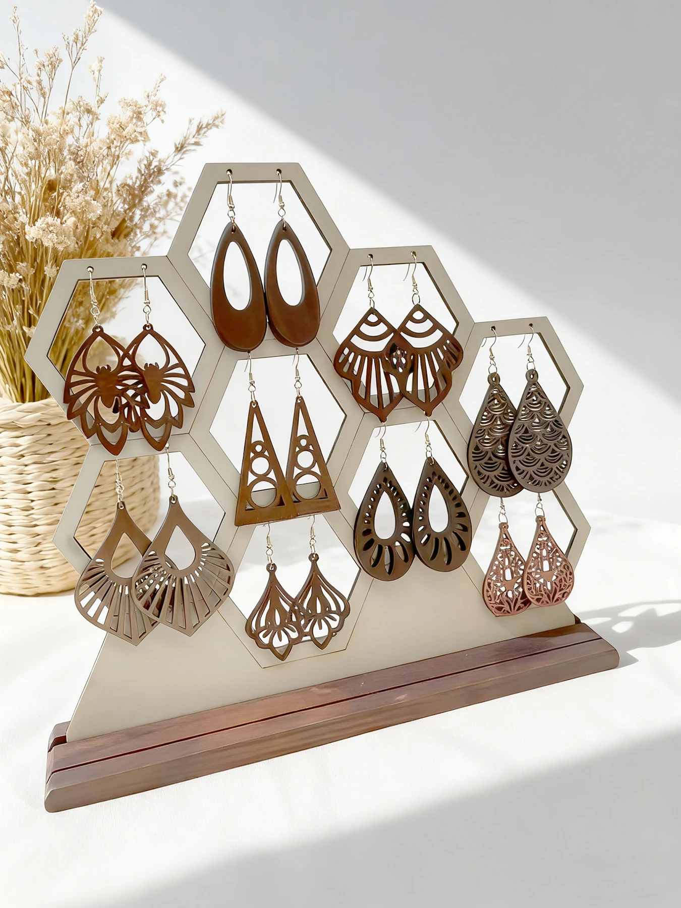 9-teilig – Bohemian-Vintage-Braun-Hohlohrringe-Set – einzigartige ethnische Statement-Damen-Anhänger-Schmuckohrringe