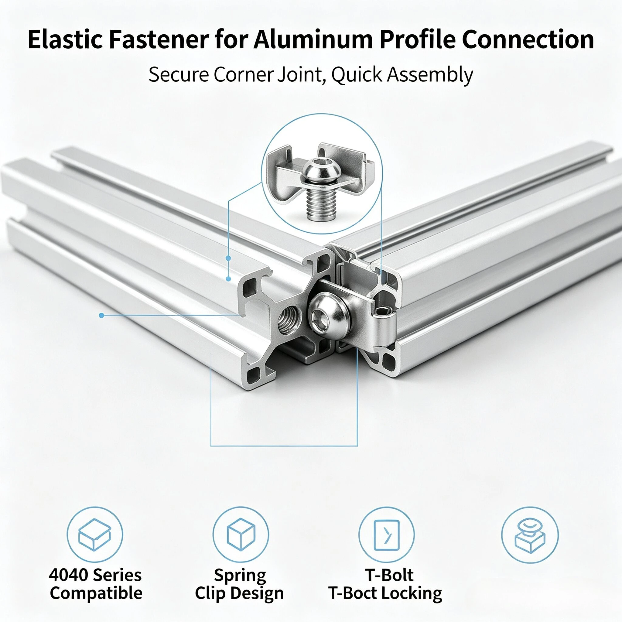 50PCS M6 M8 M12 EU Aluminum profile Elastic Fastener 2020 3030 4040 4545 Butterfly Fastener Built-in Connector Frame Assembly