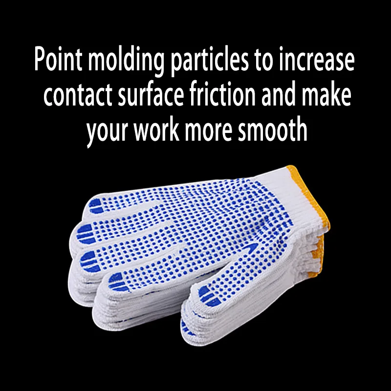 ถุงมือทำงานคู่หรือ12คู่กันลื่นพีวีซีจุดความปลอดภัยป้องกันผ้าฝ้ายสำหรับช่างทาสีการก่อสร้างอุตสาหกรรม