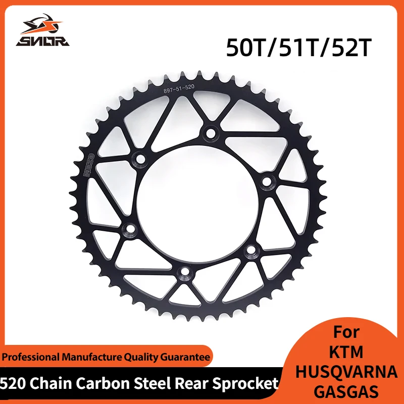 

SNOR 50T 51T 52T Motorcycle Rear Sprocket 520 Chain Carbon Steel Back Sprocket Cog For KTM HUSQVARNA GASGAS SXF EXC XCW TC TE