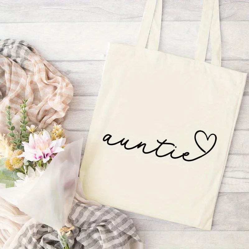 Chic Auntie-Themed Canvas Tote Bag - Large Capacity, Durable & Stylish Handbag for Shopping, Travel, Picnics & Parties