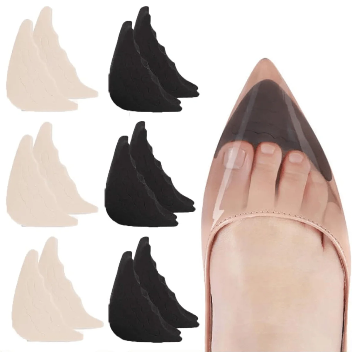 

6 пар вставок для обуви, регулируемые заглушки для пальцев ног, многоразовые вкладыши для обуви, подходящие для обуви большого размера, для мужчин и женщин, унисекс, для туфель-лодочек