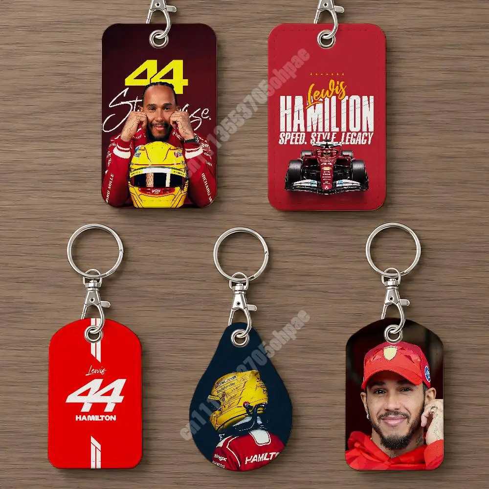 L-Lewis LH44 H-Hamilton-S Leather Keychain Card Holder for Airtag & Access Cards Modern Bus Pass