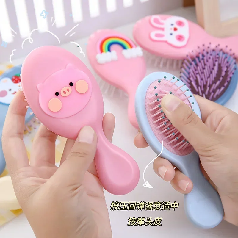 Kids Hair Combs Hair Brushes Child Portable Anti-static Comfortable Head Massage Combs Baby Boys Girls Hair Comb Orange Rainbow