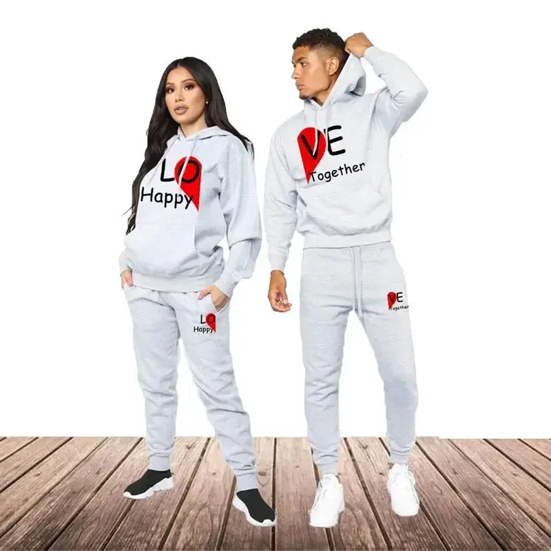 

Couple Clothing Sportswear Outfit Fashion Unisex Hoodies + Jogging Pants 2 Piece Sets Spring Autumn Women Men Tracksuit