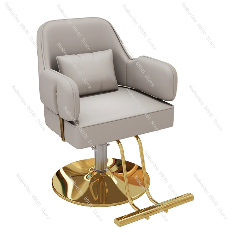 Trendy Light Luxury Salon Chair, Hydraulic Lift and 360° Rotating Styling Chair for Hair Salon, Fashion Perm Seat