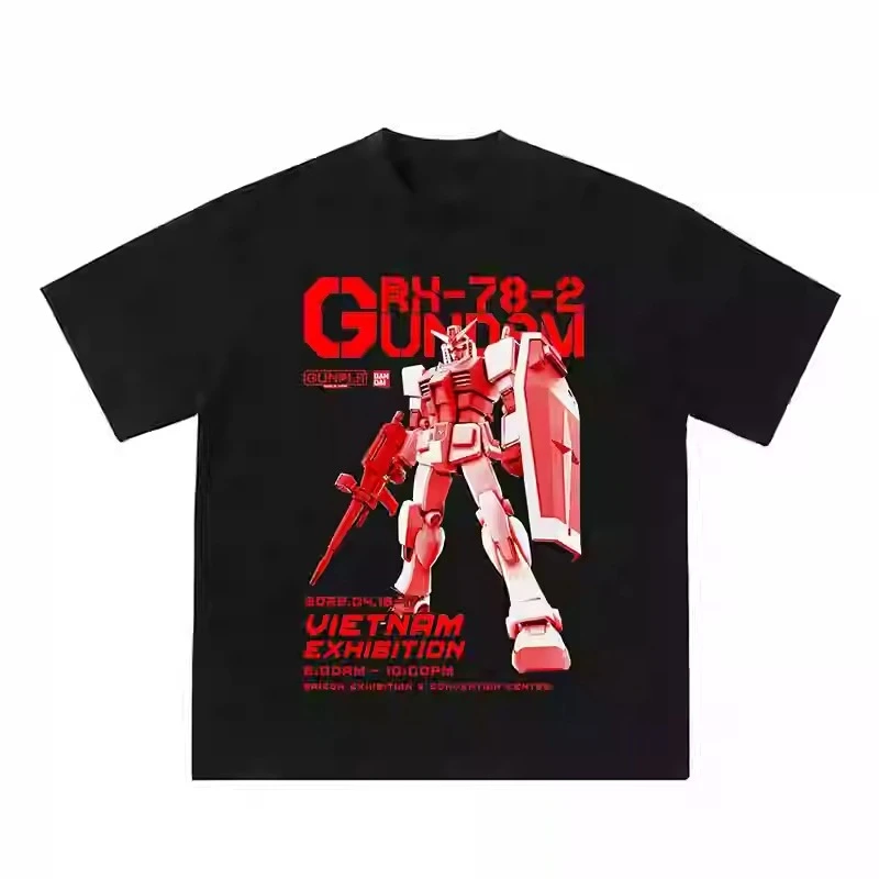 

High-quality Printed Mecha Warrior Cartoon High Street Casual Top, Outdoor Sports and Fitness T-shirt, Short-sleeved Shirt