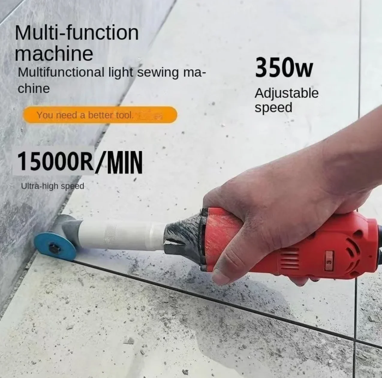 350W 90 Degree Speed Adjustable Electric Elbow Ceramic Tile Sewing Machine Tile Cleaning Tools EU Plug