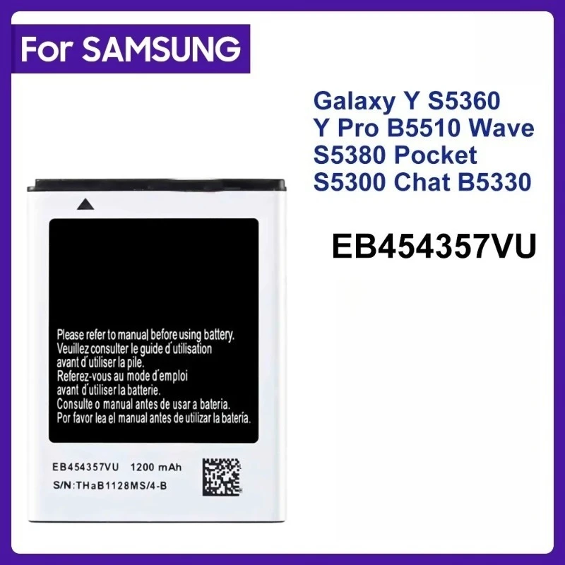 

For SAMSUNG EB454357VU 1200mAh Battery For Samsung Galaxy Y S5360 Y Pro B5510 Wave S5380 S5368 Pocket S5300 Chat B5330