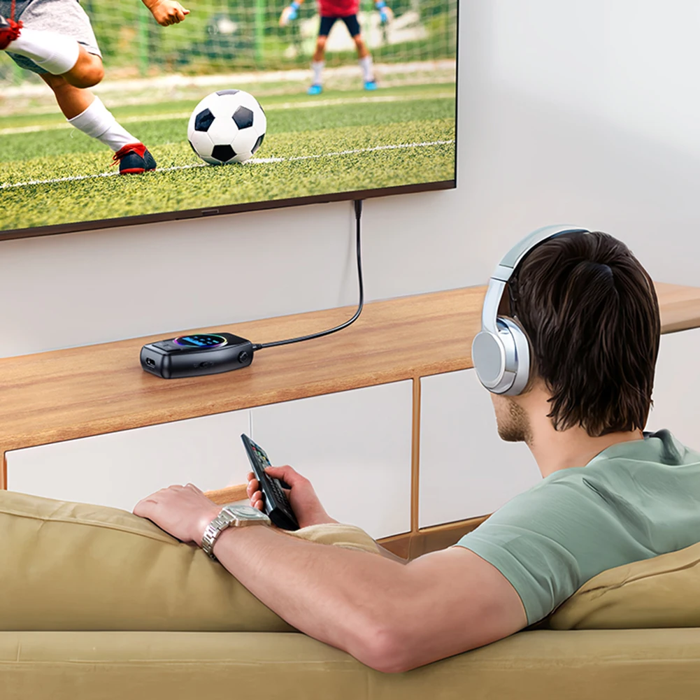 2-in-1 Bluetooth-compatible 5.0 Audio Transmitter Receiver with HD Screen Wireless Transmitter Adapter for PC TV Car Headphones