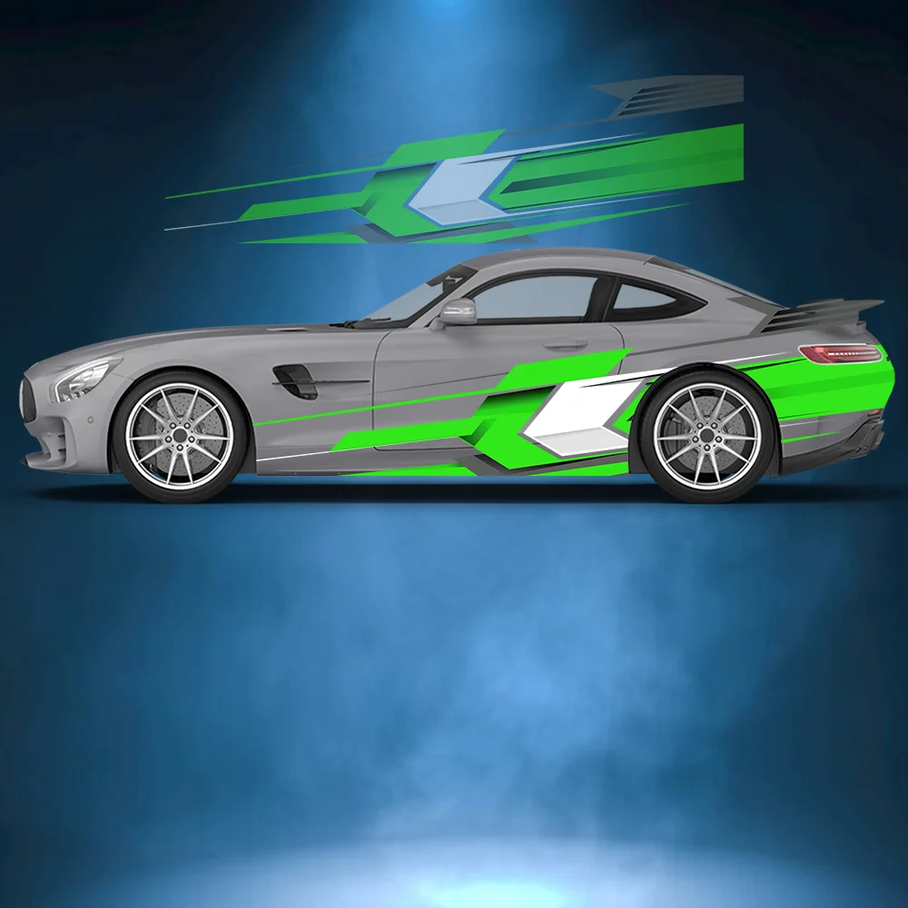 

Green Indicator Line Pattern Car Side Sticker Vinyl Self-adhesive Paper Motorsport Paint Decal Suitable for Truck Suv Decoration