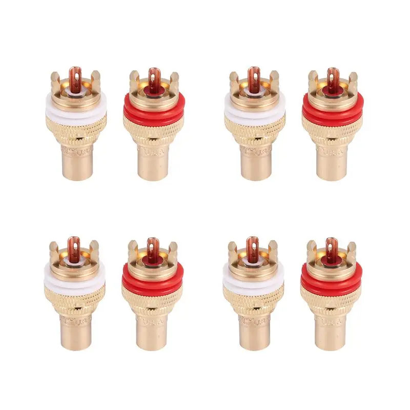 A01E-8 X CMC Gold Plated RCA Phono CHASSIS SOCKETS Female Professional AMP HIFI RCA Socket Gold Plated Lotus Female Seat
