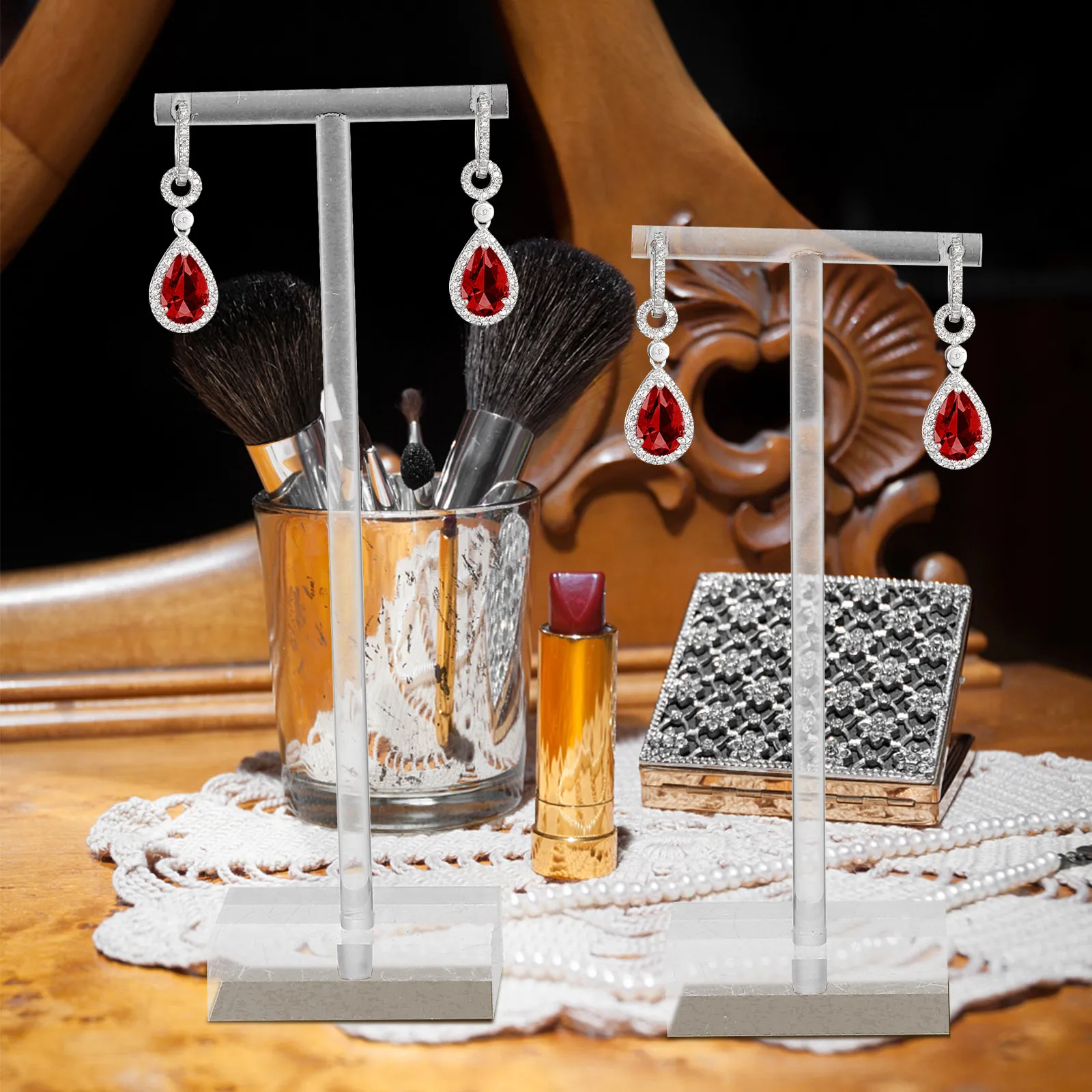 

4Pcs Ear Ring Holder Organizer Acrylic T-Shape Jewelry Display Stand Suitable for Earrings Necklaces Ear Studs Jewelry Storage