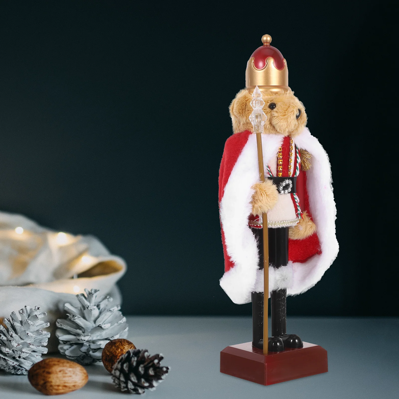 

Christmas Nutcracker Bear Decoration Green Plastic Soldier Ornament Holiday Shelf Decor Xmas Table Centerpiece