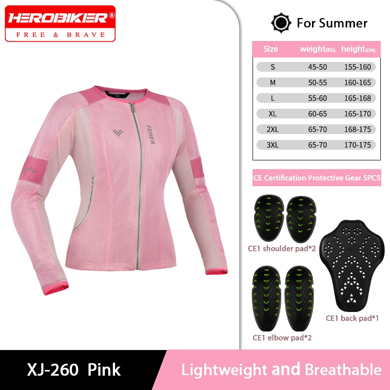 

Women's Motorcycle Jacket Anti-Fall Motorbike Jacket Lightweight Moto Body Armor CE Certified Motocross Biker Clothes Summer