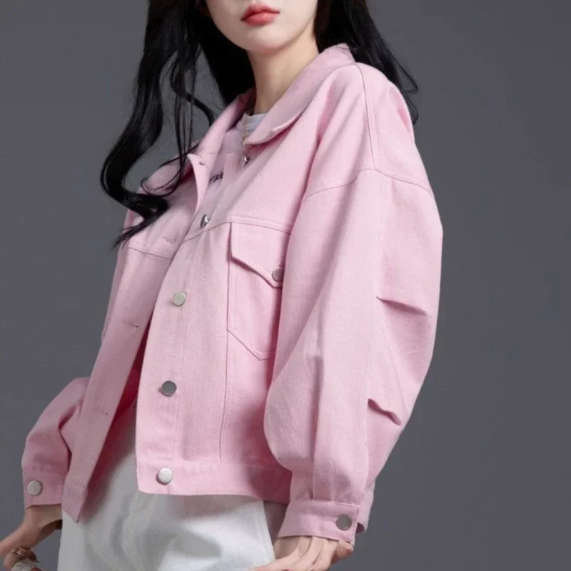 New Pink Denim Coat Women New Denim Dress Design Feeling Niche High-grade Super Good-looking Jacket Spring Autumn Women Clothing