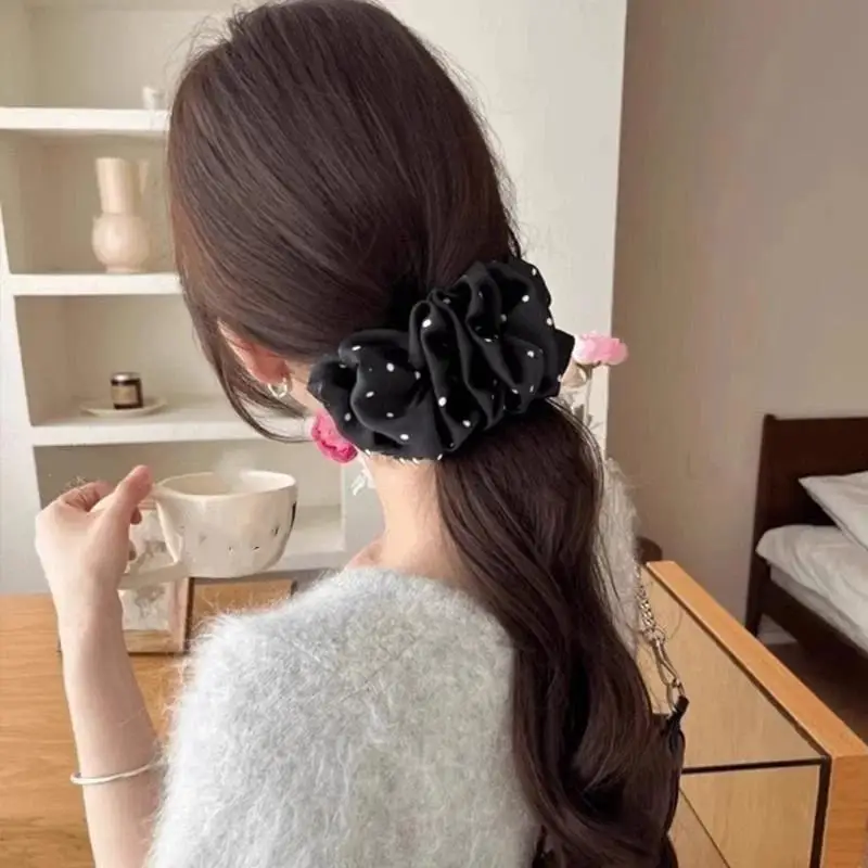 2 Stück gepunktete, plissierte Bananenklammern, niedliche Haarspangen im koreanischen Stil, Pferdeschwanzhalter, vertikale Klammer für Damen – Detail 8