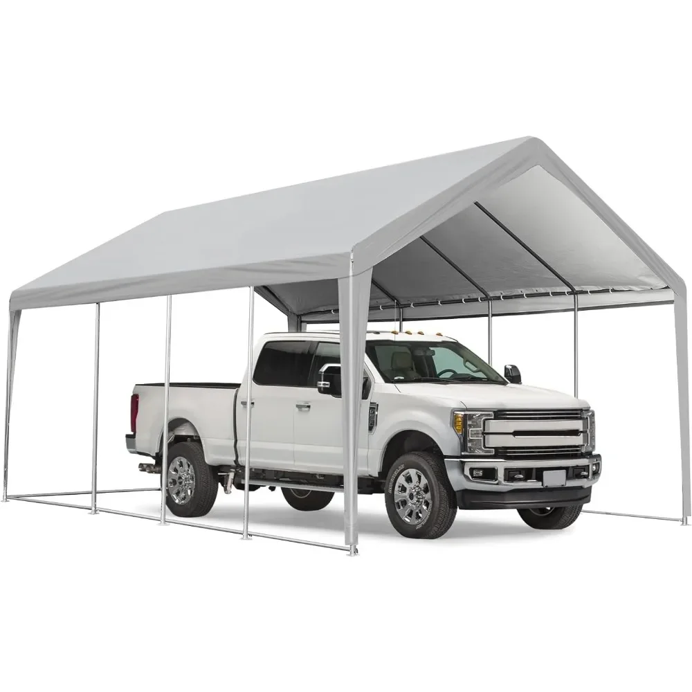 Carport 13×25 FT Car CanopyVentilated Windows Removable Sidewalls&Zipper Doors,Waterproof All-SeasonTarp for SUV,Portable Garage