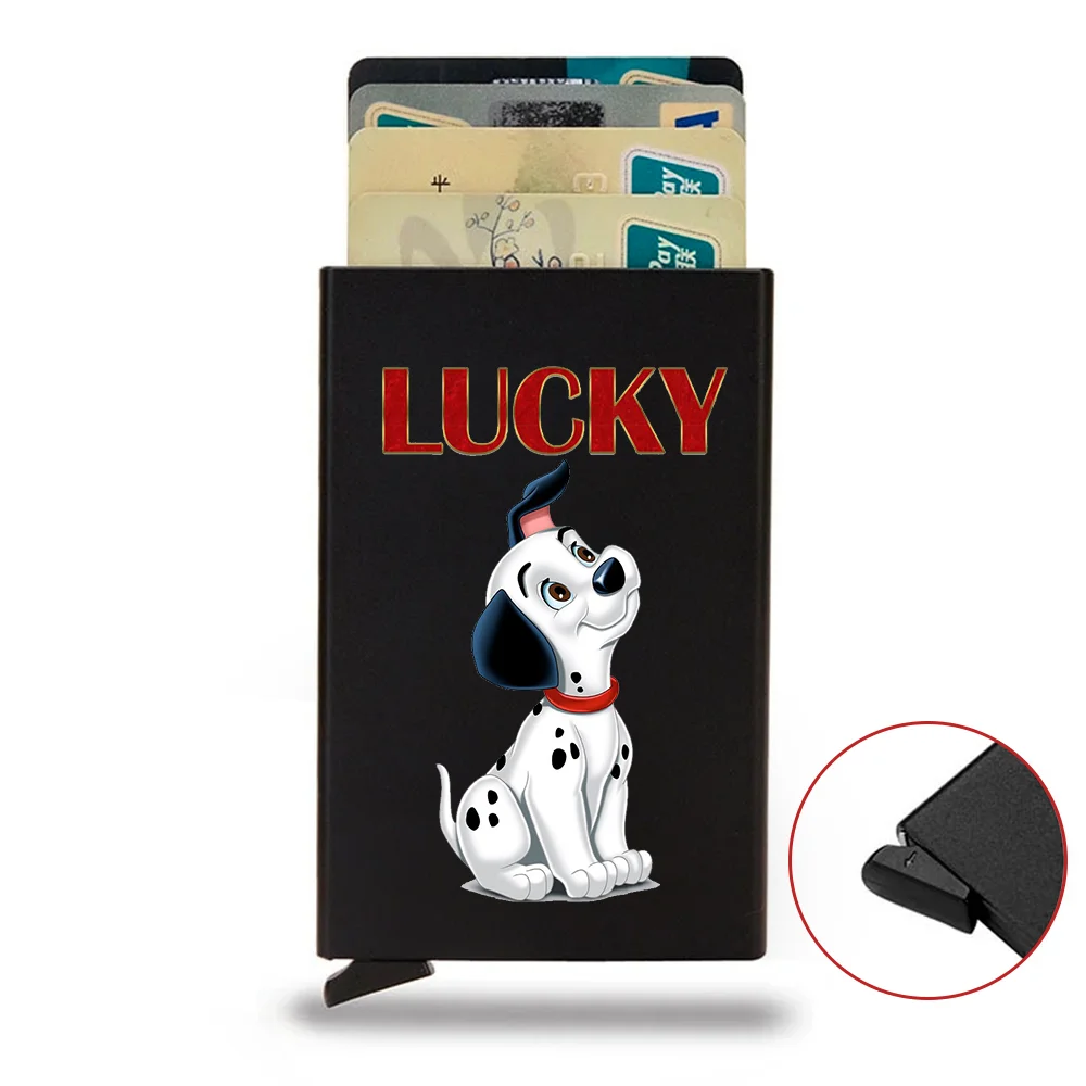 

101 Dalmatians Rfid Smart Wallet Card Holder Thin Wallets Pop Up Minimalist Small Black Purse Vallet Walets 6 Card Slots