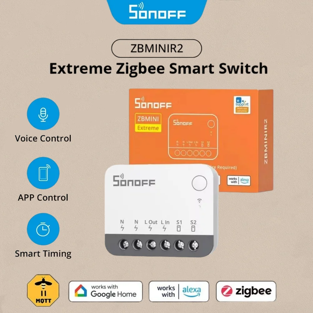 

SONOFF ZBMINIR2 Extreme Sonoff Zbmini R2 Sonoff Zigbee Switch Крошечный размер Широкий сигнал Съемный релейный режим Требуется нейтральный провод