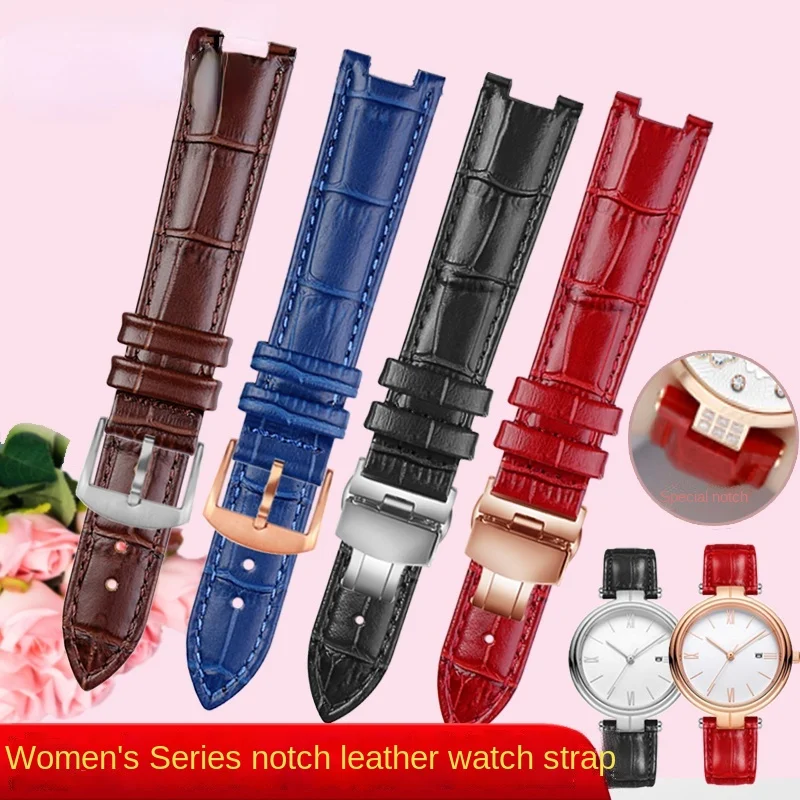 Concave  Replacement interface leather strap for Folli Follie Rossini Casio tianwang Female watch bracelet Custom Size Color