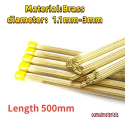 20/100pcs Drilling Brass Electrode Tube OD1.1-3mm Length 500mm Single Hole for EDM Drilling Machine