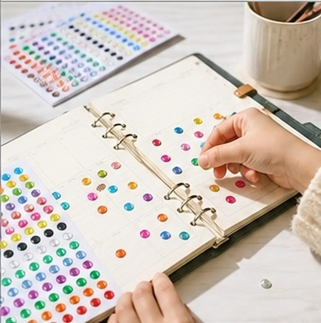 100Sheets Laser Color Coding Labels Round Shiny Dot Stickers 16 Colors for Classroom Planner Office DIY Circle Labels