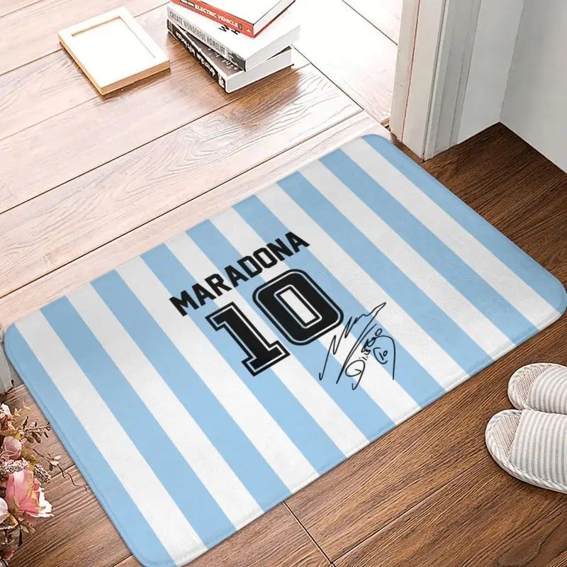 Argentina Soccer Legend D10s Diego Maradona Front Door Mat Anti-Slip Indoor Waterproof Doormat  Balcony Room Entrance Rug Carpet