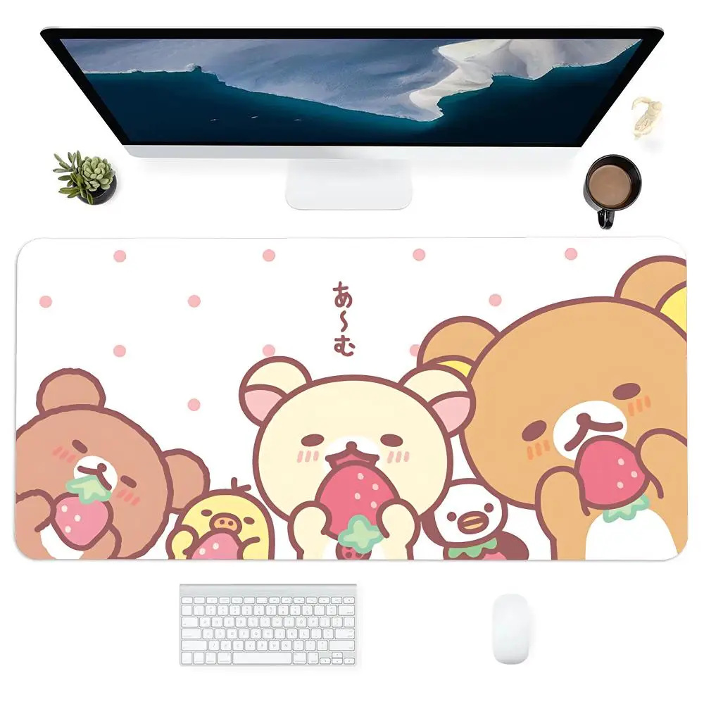 Cute Bear Rilakkuma Nootbook Game Rug Mouse Gamer Keyboard Pad Large Gaming Non-slip Mousepads Laptop Tablet Mat Mini PC Playmat