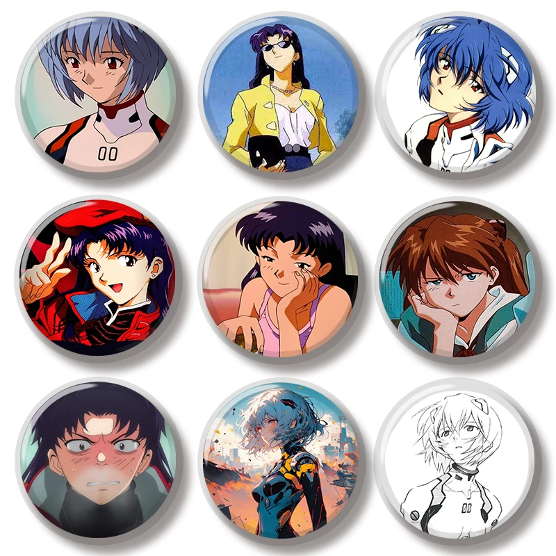 44MM Rei Asuka Anime Pin Soft Button Pin Jewelry Creative Badge Cartoon Brooch Lapel Pin Canvas Bag Backpack Decoration