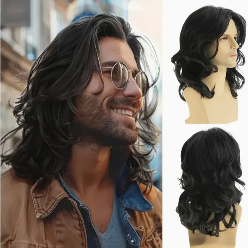 Stage Sitcom Cos Female Mullet Wig Cocktail Party Man Suit Match No Bangs Shoulder Length Synthetic Wig Bar Medium Length Hair