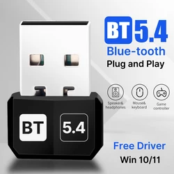 USB Bluetooth 5.4 5.3 Receiver Dongle Adapter for PC Wireless Mouse Audio Transmitter Bluetooth 5.0 Driver Free For Win 10/11