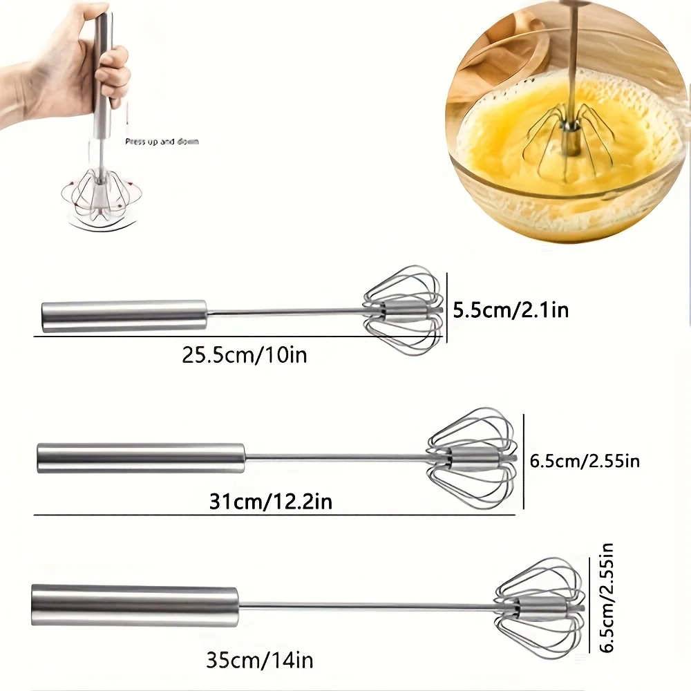 Semi Automatic Mixer Whisk Egg Beater Stainless Steel Manual Hand Mixer Self-Turning Cream Utensils Kitchen Mixer Egg Tools