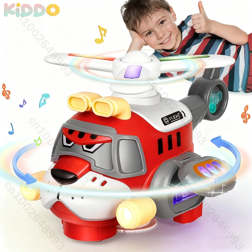 

Electric Tiger Helicopter Cartoon Toy for Toddlers Airplane with Cool LED Lights Sounds 360 Rotating Propeller Automatic Gift